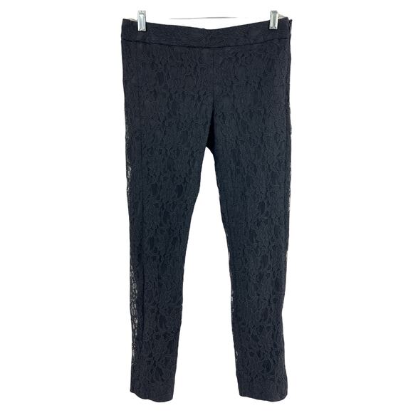 Express (2) 30x29 Regular Columnist Black Floral Lace Skinny Pants Low Rise - Picture 1 of 8